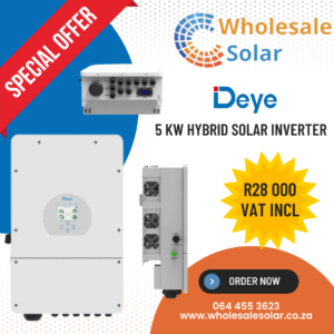 Hybrid Grid Interactive Inverter 5.0 kVa/kW Deye 6.5kW MPPT 500Voc Cape Town
